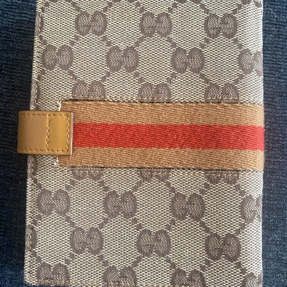 GUCCI PM Agenda Cover Sherry Line GG Logo Canvas Leather - Picture 3 of 15